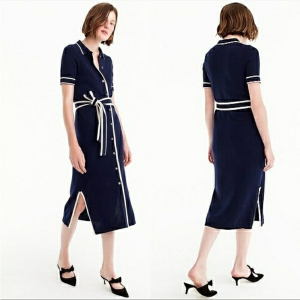 J. Crew Kaya Tipped Sweater Dress (Missing Belt)